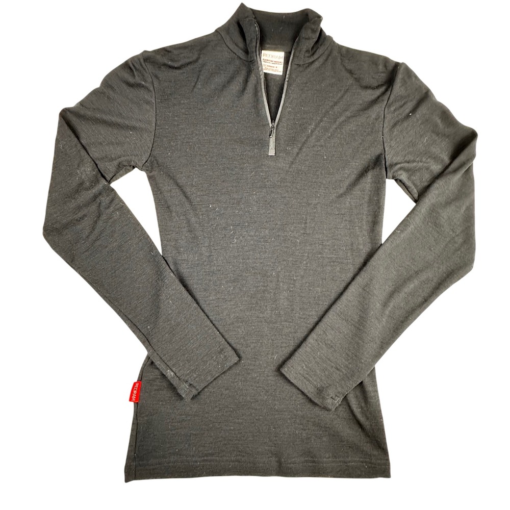 Redram by Icebreaker Womens S Black 100% Merino Wool Quarter Zip Thermal Top